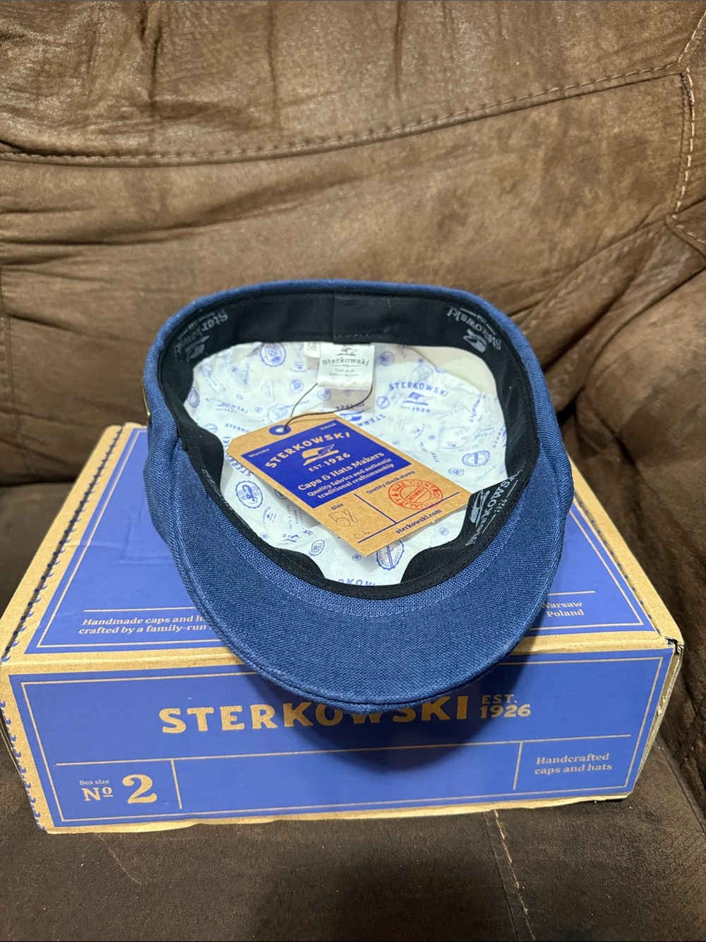 Sterkowski Rusty (Linen) Six Panel Flat Cap in Medium Blue (58 cm) - Picture 5 of 8